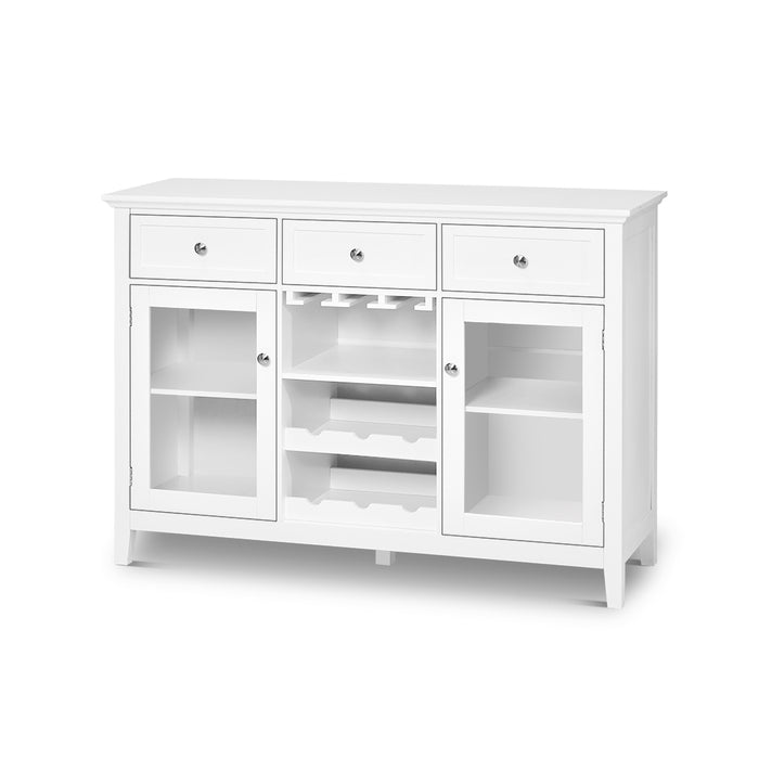 Mission 3 Drawer 2 Door Buffet Sideboard with Wine Rack White