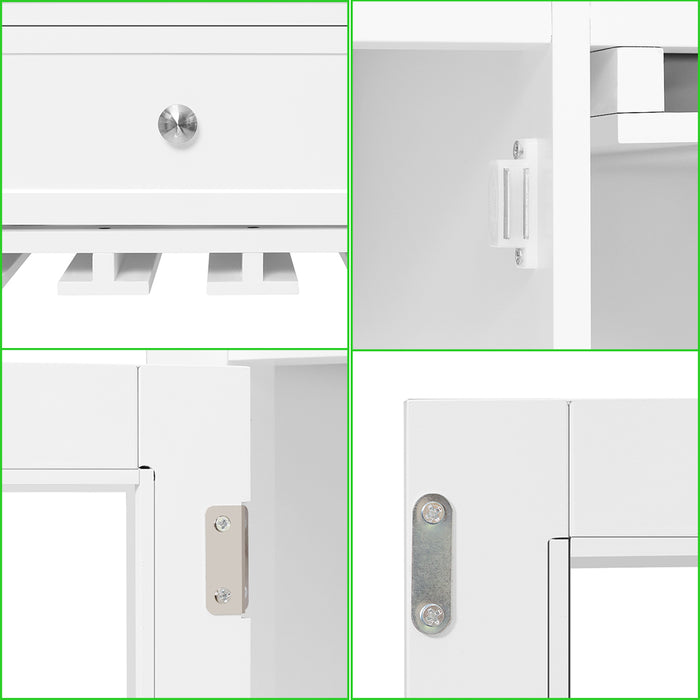 Mission 3 Drawer 2 Door Buffet Sideboard with Wine Rack White