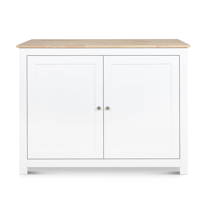 Norman Kitchen Bar Island and Stools Set White