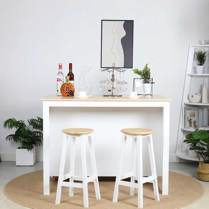 Norman Kitchen Bar Island and Stools Set White