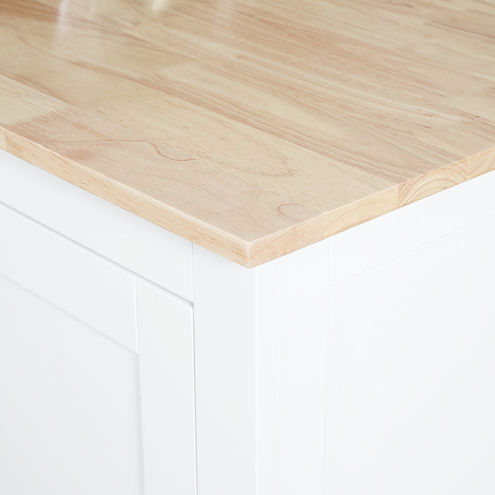 Norman Kitchen Bar Island and Stools Set White