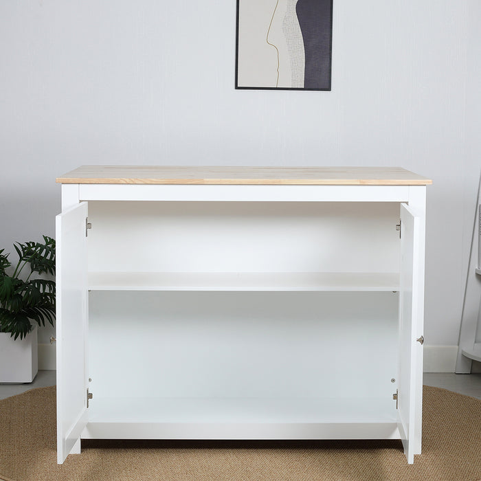 Norman Kitchen Bar Island and Stools Set White