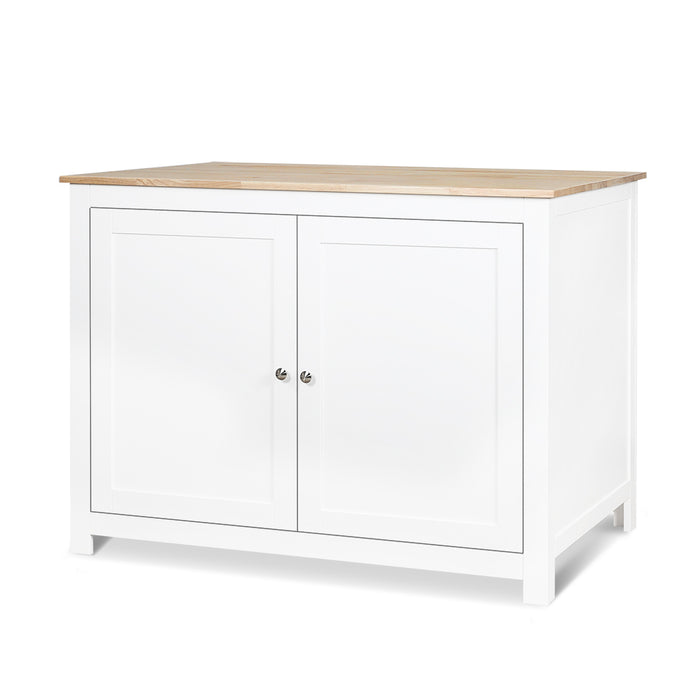 Norman Kitchen Bar Island and Stools Set White