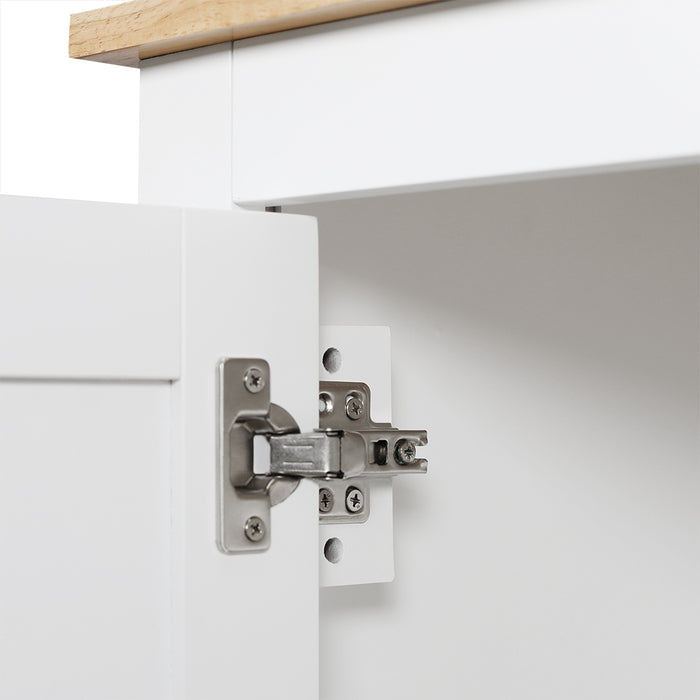 Norman Kitchen Bar Island and Stools Set White