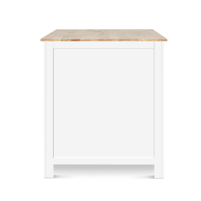 Norman Kitchen Bar Island and Stools Set White