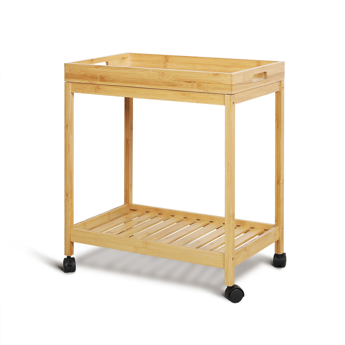Colin Bamboo 2-Tier Kitchen Serving Cart Trolley Natural