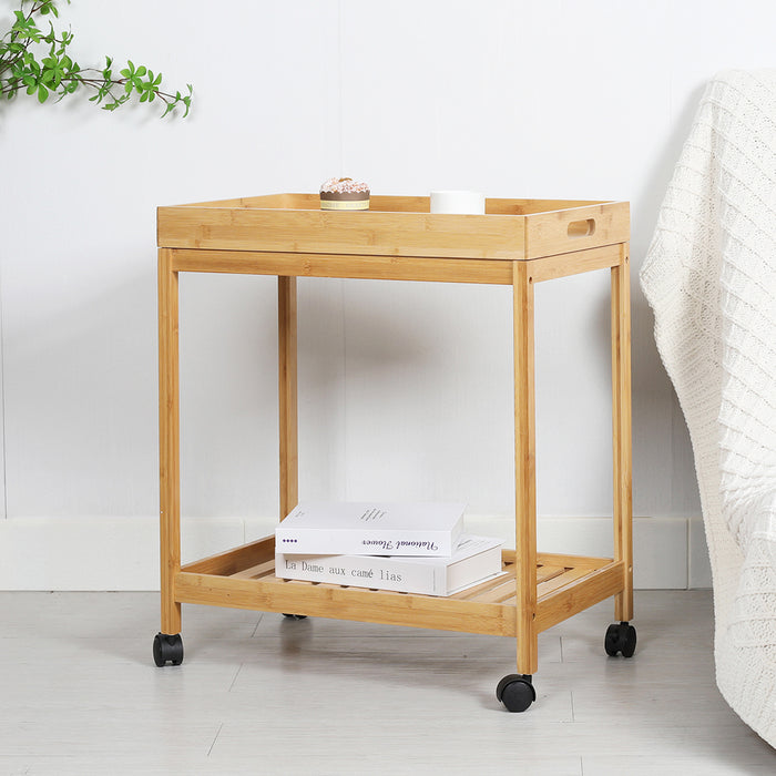 Colin Bamboo 2-Tier Kitchen Serving Cart Trolley Natural