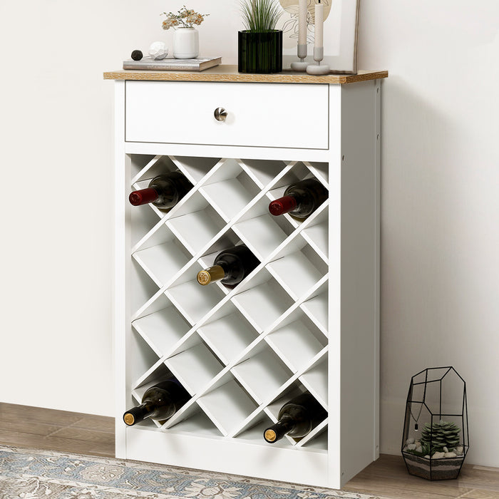 Hamptons Wine Cabinet with Drawer White
