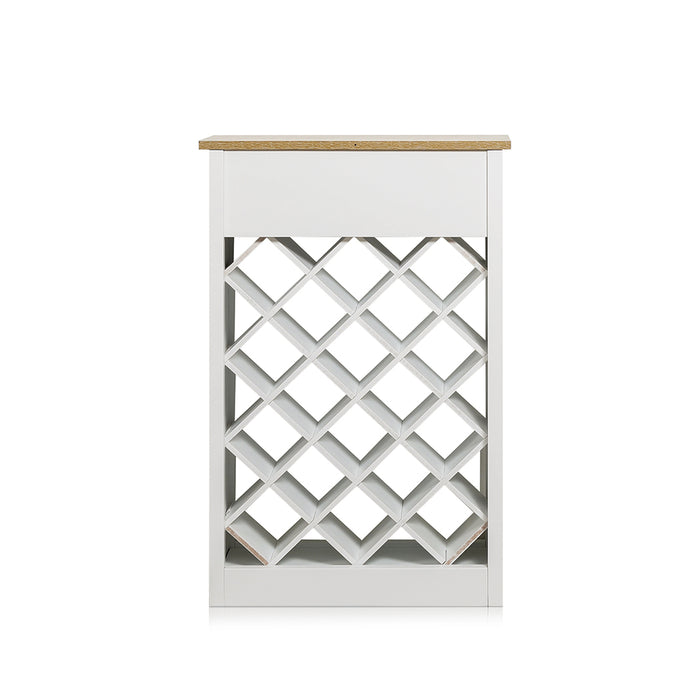 Hamptons Wine Cabinet with Drawer White