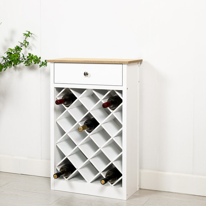 Hamptons Wine Cabinet with Drawer White