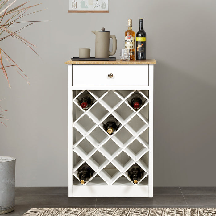 Hamptons Wine Cabinet with Drawer White