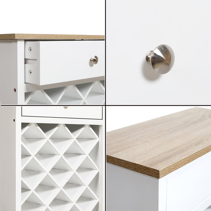 Hamptons Wine Cabinet with Drawer White