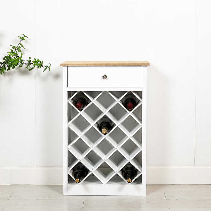 Hamptons Wine Cabinet with Drawer White