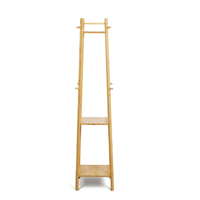 Colin Bamboo Coat Rack with Storage Shelves Natural