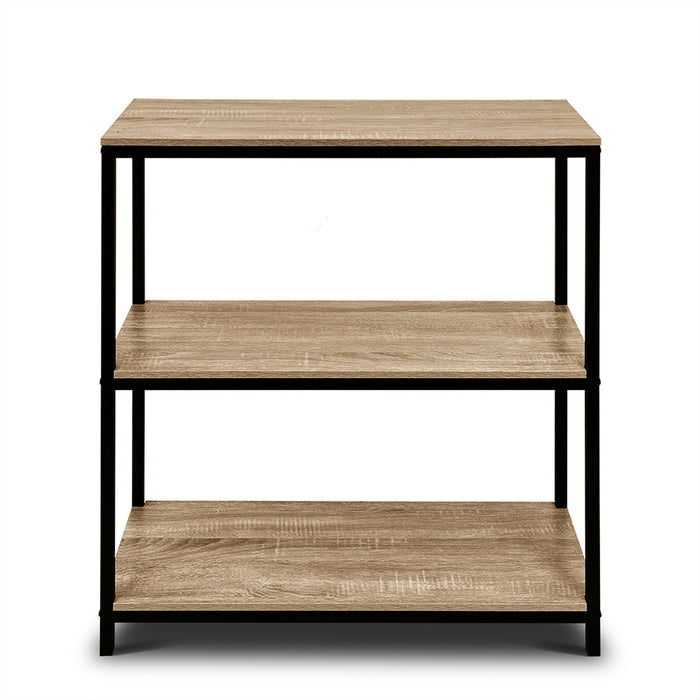 Rome Industrial Style 3-Tier Storage Bookshelf Oak
