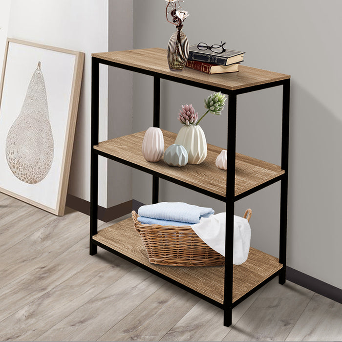 Rome Industrial Style 3-Tier Storage Bookshelf Oak