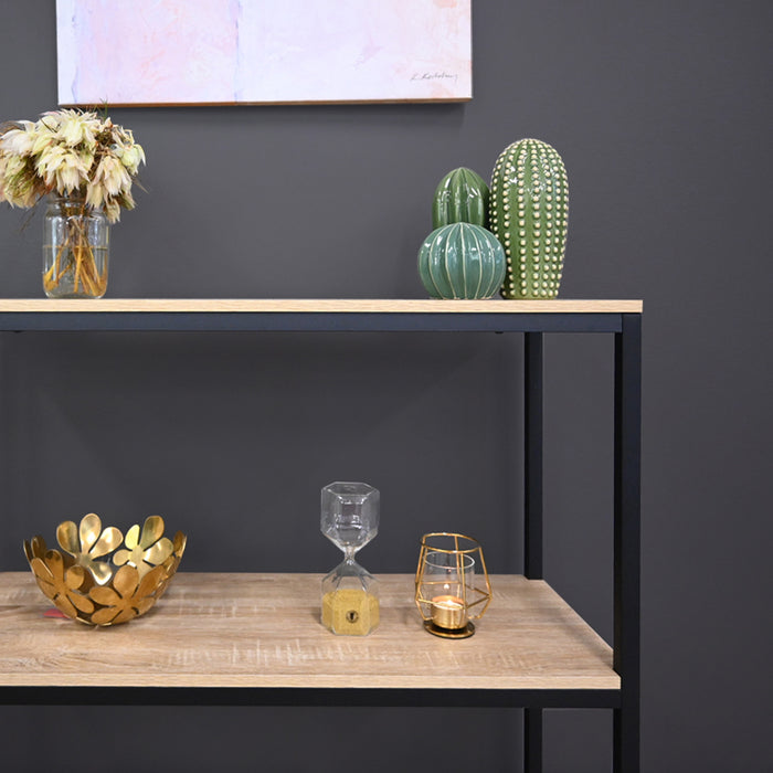 Rome Industrial Style 3-Tier Storage Bookshelf Oak