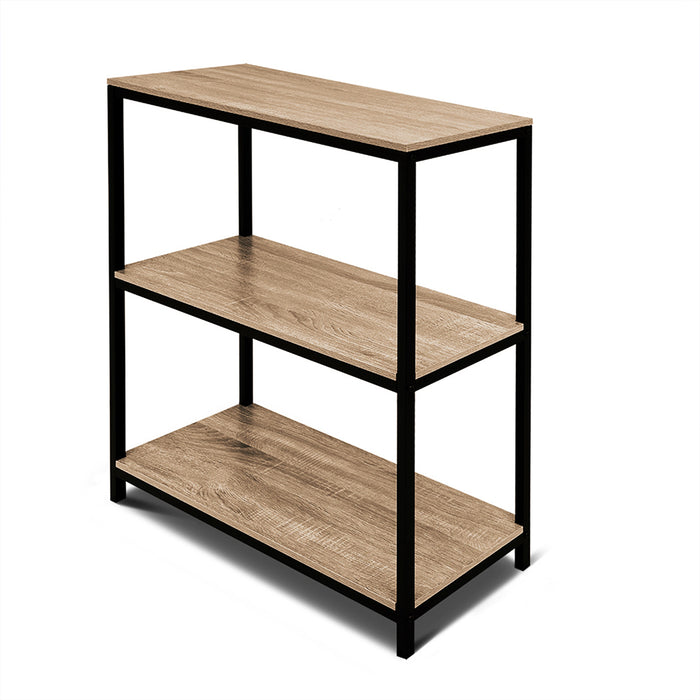 Rome Industrial Style 3-Tier Storage Bookshelf Oak