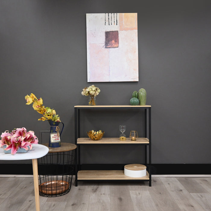 Rome Industrial Style 3-Tier Storage Bookshelf Oak