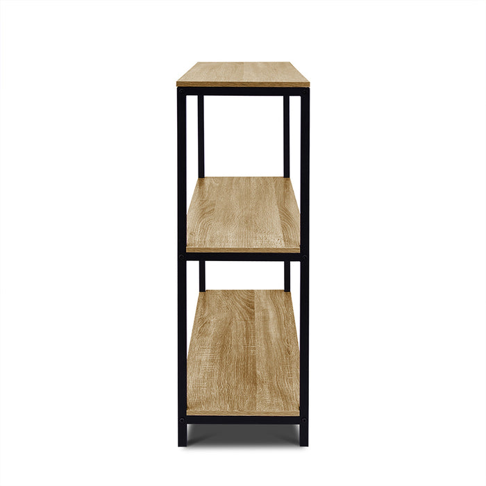 Rome Industrial Style 3-Tier Storage Bookshelf Oak