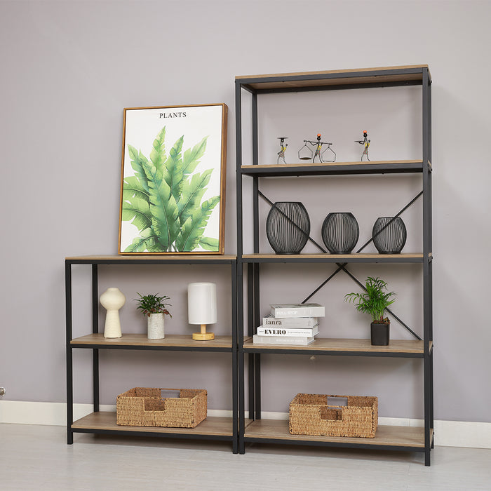 Rome Industrial Style 5-Tier Storage Bookshelf Oak