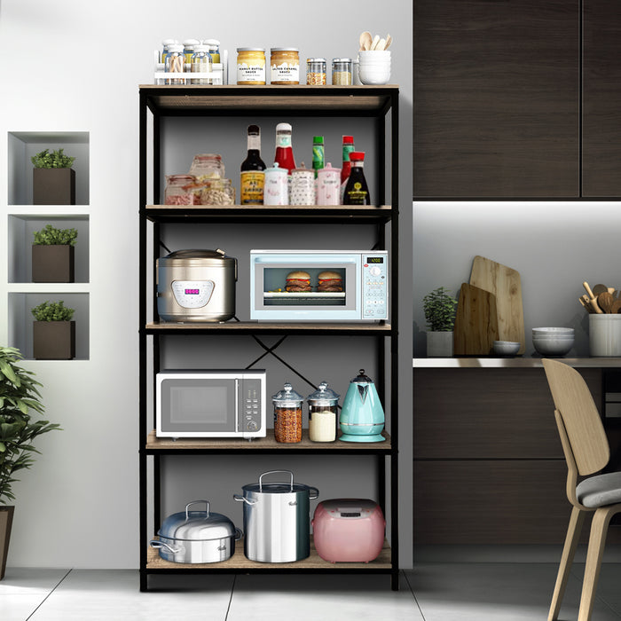 Rome Industrial Style 5-Tier Storage Bookshelf Oak