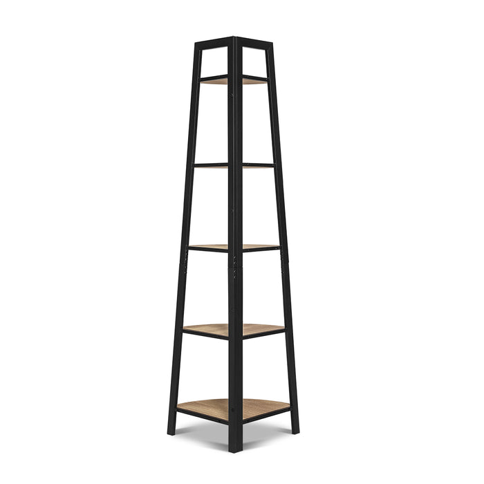 Rome Industrial Style 5 Tier Corner Shelf Oak