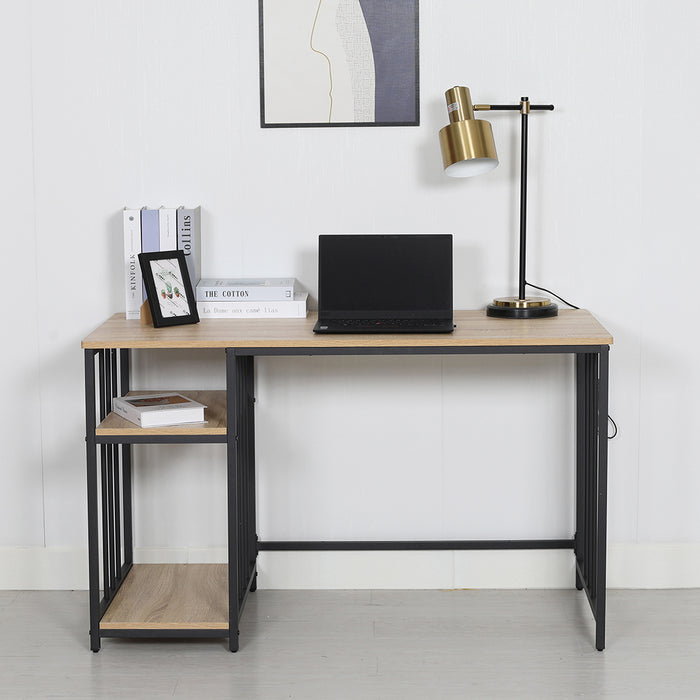 Rome Industrial Style Computer Desk Oak