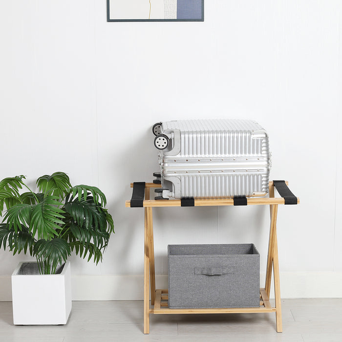 Colin Bamboo Folding Luggage Rack Natural