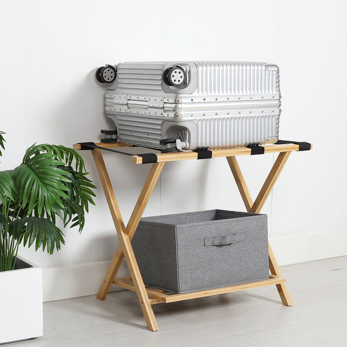 Colin Bamboo Folding Luggage Rack Natural