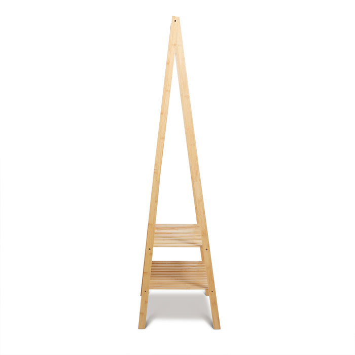 Colin Bamboo Clothes Rack with 2-Tier Storage Shelves Natural
