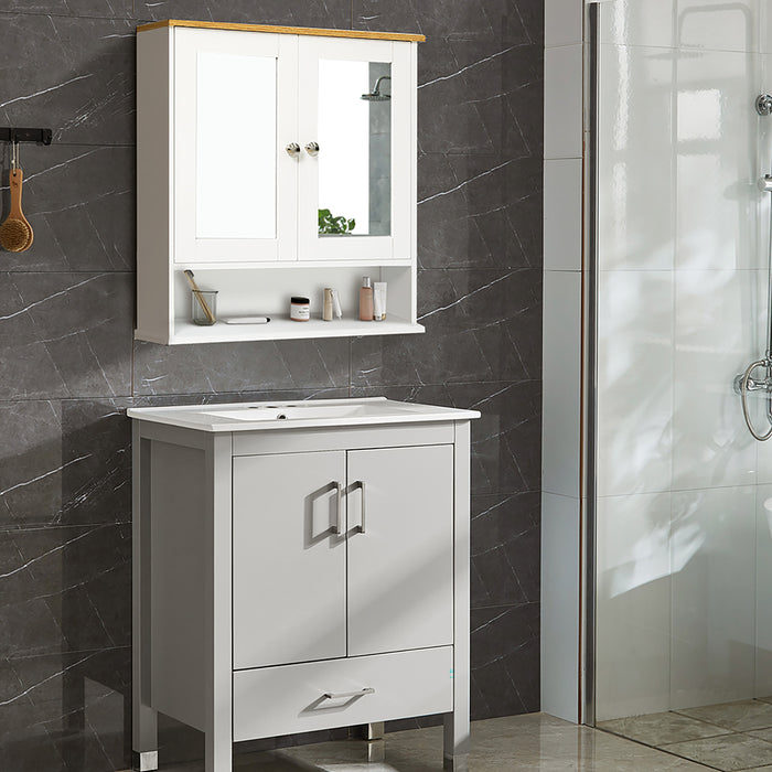 Auston Double Door Mirrored Bathroom Cabinet
