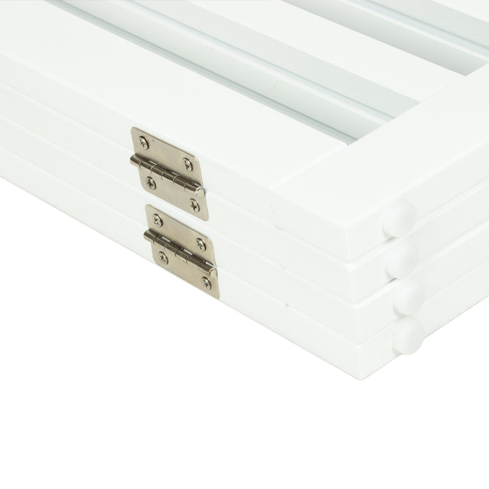 Freestanding Wooden Pet Gate 4 Panel Foldable Fence White