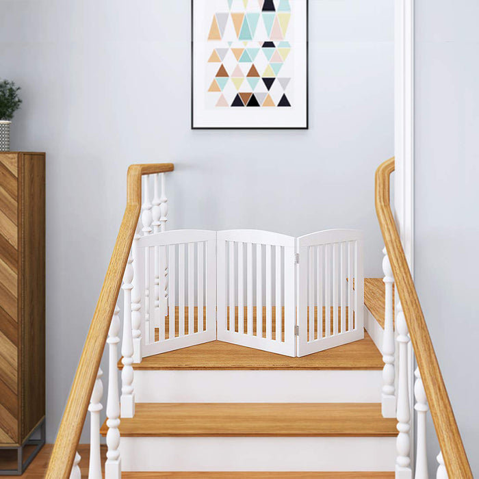 Freestanding Wooden Pet Gate 3 Panel Foldable Fence White