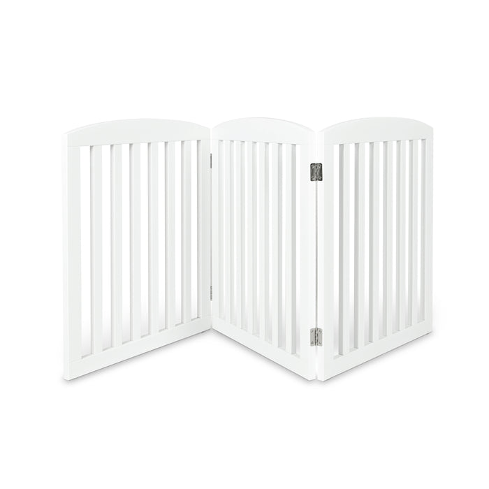 Freestanding Wooden Pet Gate 3 Panel Foldable Fence White