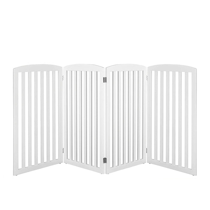 Wooden Freestanding Pet Gate 4 Panels White