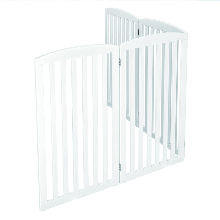 Wooden Freestanding Pet Gate 4 Panels White