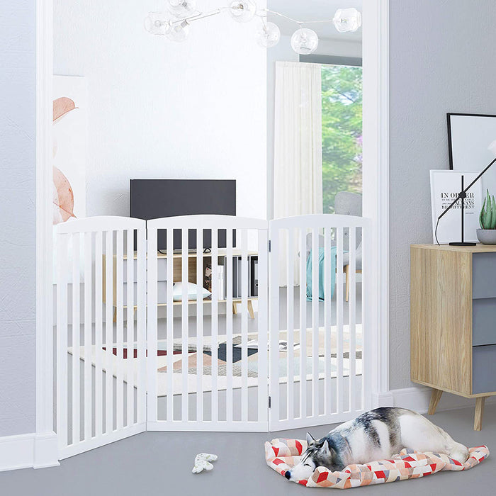 Wooden Freestanding Pet Gate 3 Panels White