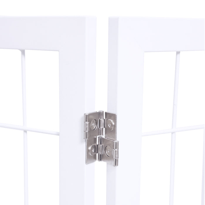 Freestanding Metal Pet Gate 3 Panel Foldable Fence White