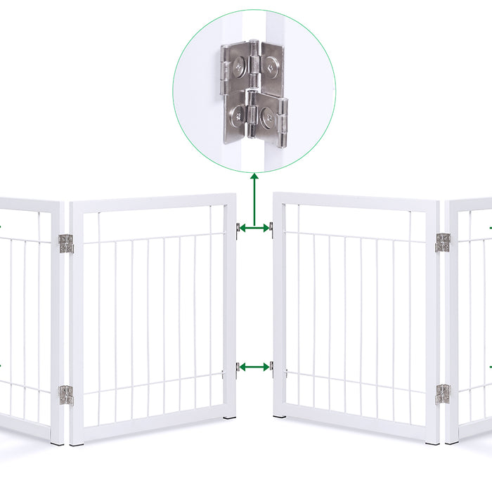 Freestanding Metal Pet Gate 3 Panel Foldable Fence White