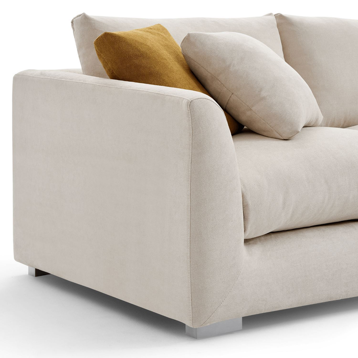Harmony 3 Seater Fabric Sofa with Chaise Cream