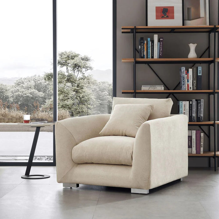 Harmony Fabric Single Sofa Cream