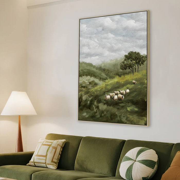 Grazia Verde 80 x 120cm Framed Canvas - Natural