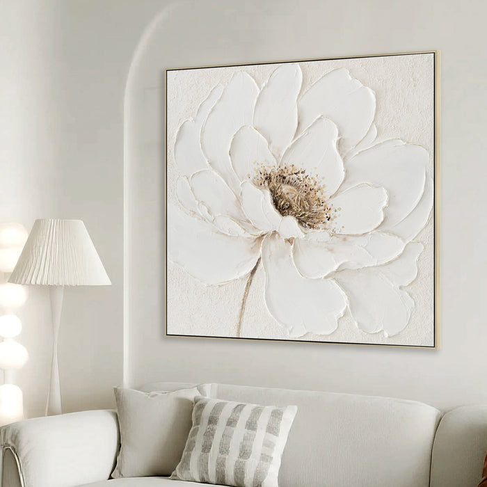 Blanche Bloom 80 x 80cm Framed Canvas - Natural
