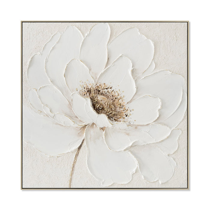 Blanche Bloom 80 x 80cm Framed Canvas - Natural