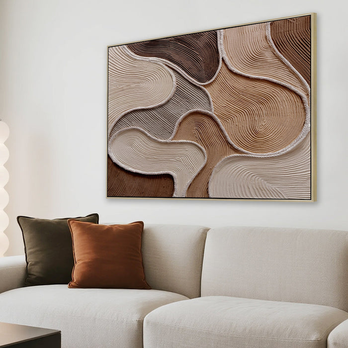 Terra Contour 120 x 90cm Framed Canvas - Natural