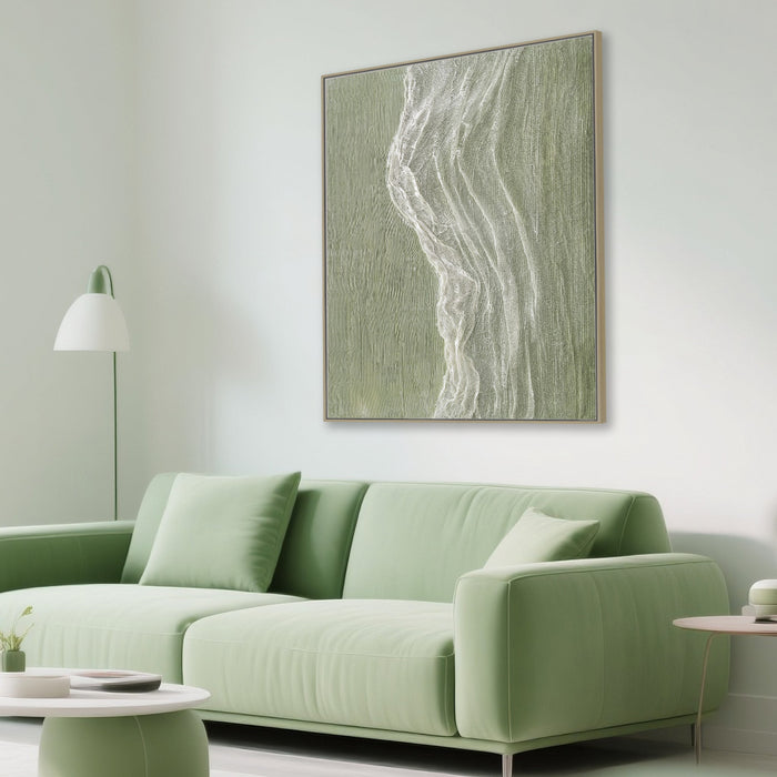 Verdelle Wave 80 x 100cm Framed Canvas - Natural