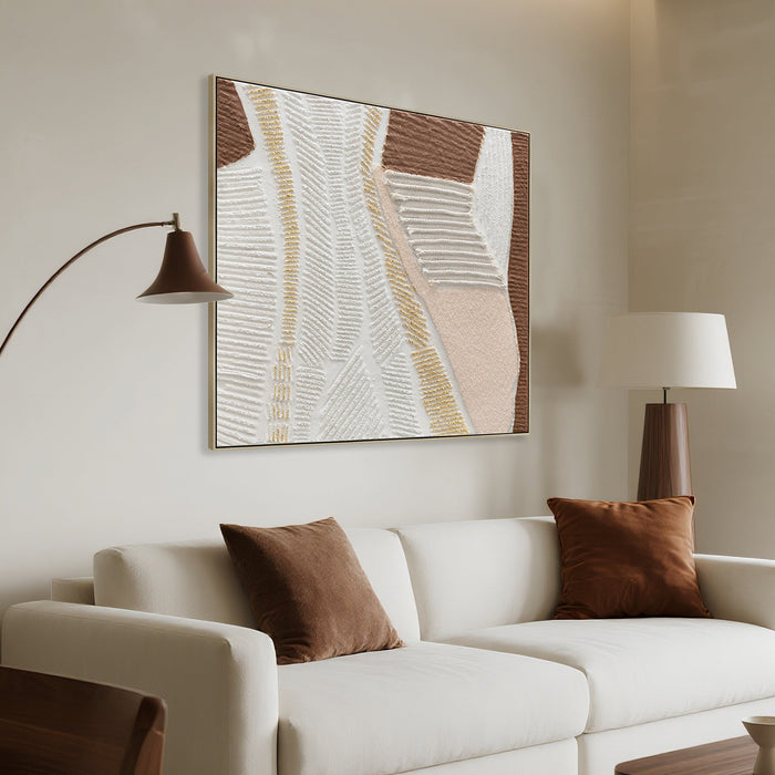 Sienna Linea Style A 100 x 100cm Framed Canvas - Natural