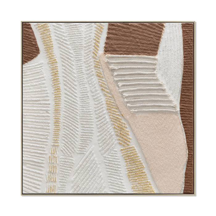 Sienna Linea Style A 100 x 100cm Framed Canvas - Natural