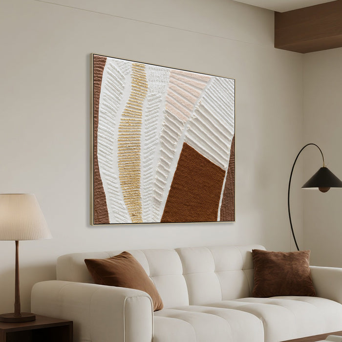 Sienna Linea Style B 100 x 100cm Framed Canvas - Natural